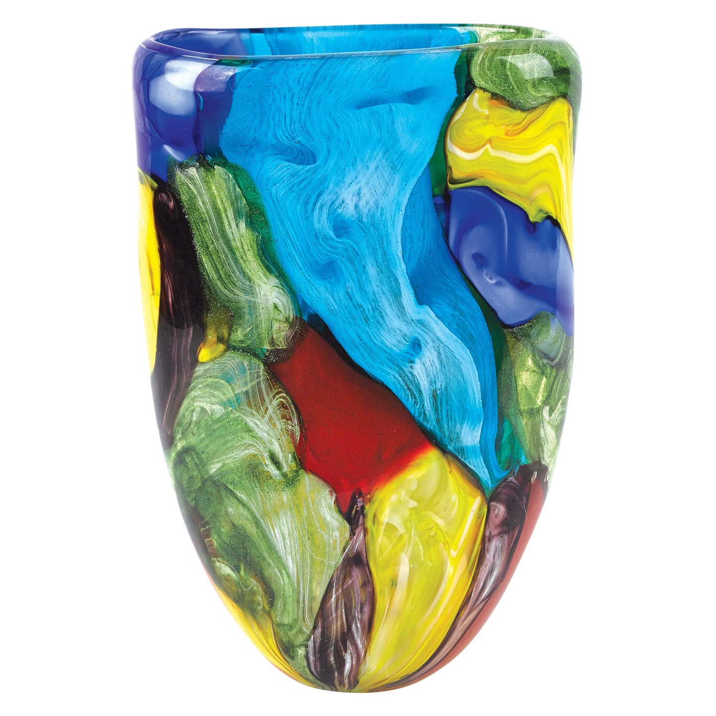 11 MultiColor Glass Art Oval Vase By Homeroots | Vases | Modishstore