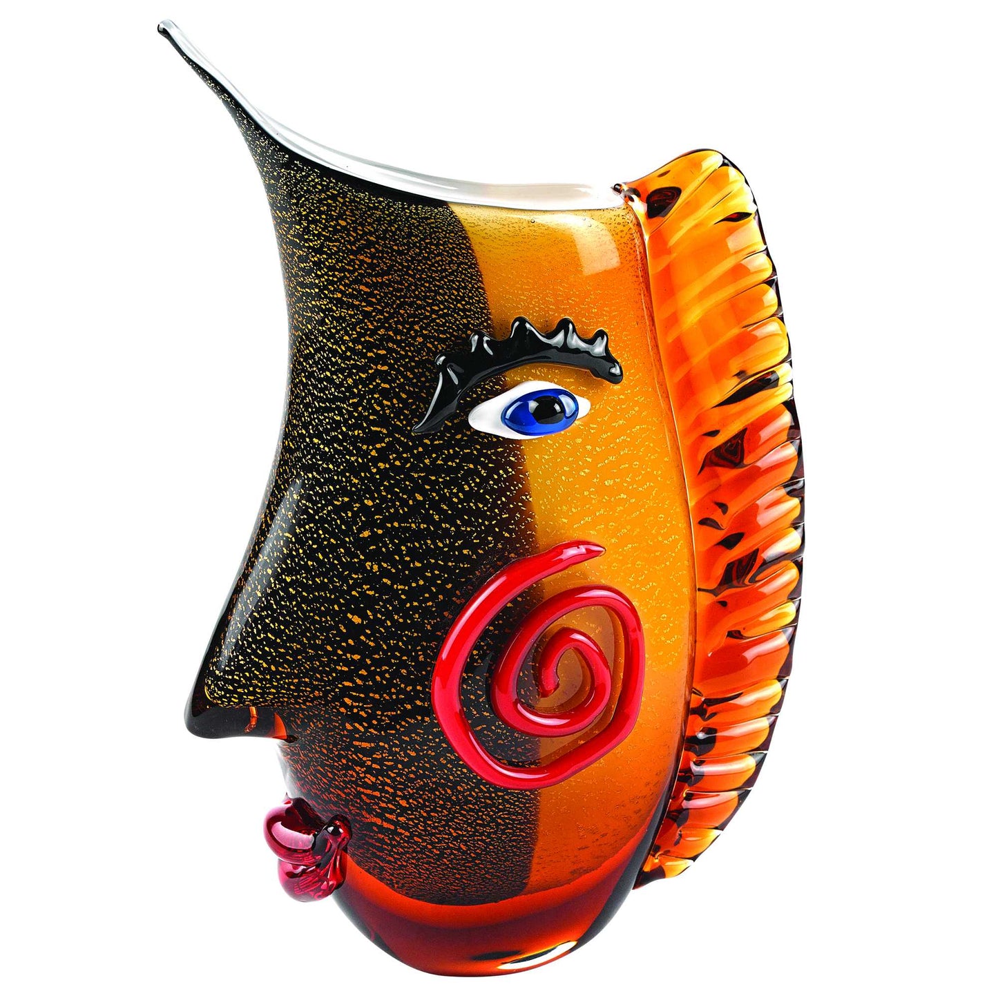 9 Multi Color Art Glass Side Face Vase By Homeroots | Vases | Modishstore