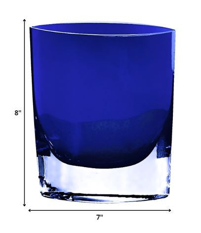 8 Mouth Blown Glass European Made Light Cobalt Vase By Homeroots | Vases | Modishstore - 2