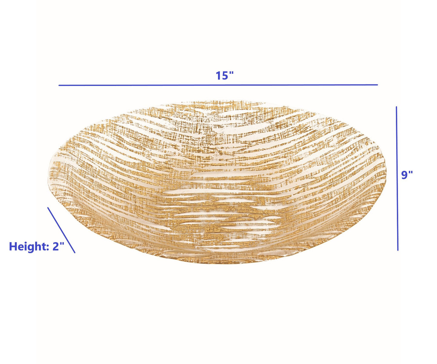 9 Hand Crafted Glass Oval Gold Salad Or Centerpiece Bowl By Homeroots | Decorative Bowls | Modishstore - 4