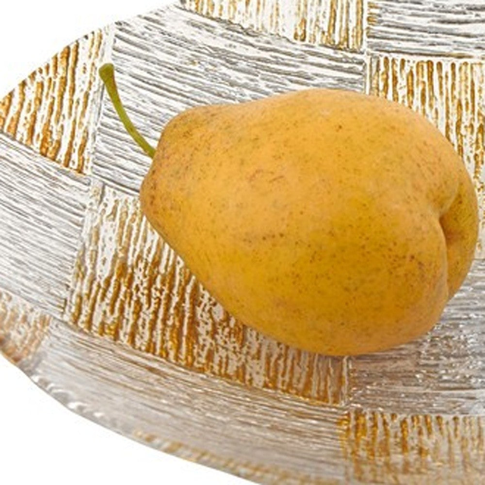 Silver And Gold Cubes Hand Decorated Glass 16 Bowl By Homeroots | Trays | Modishstore - 4