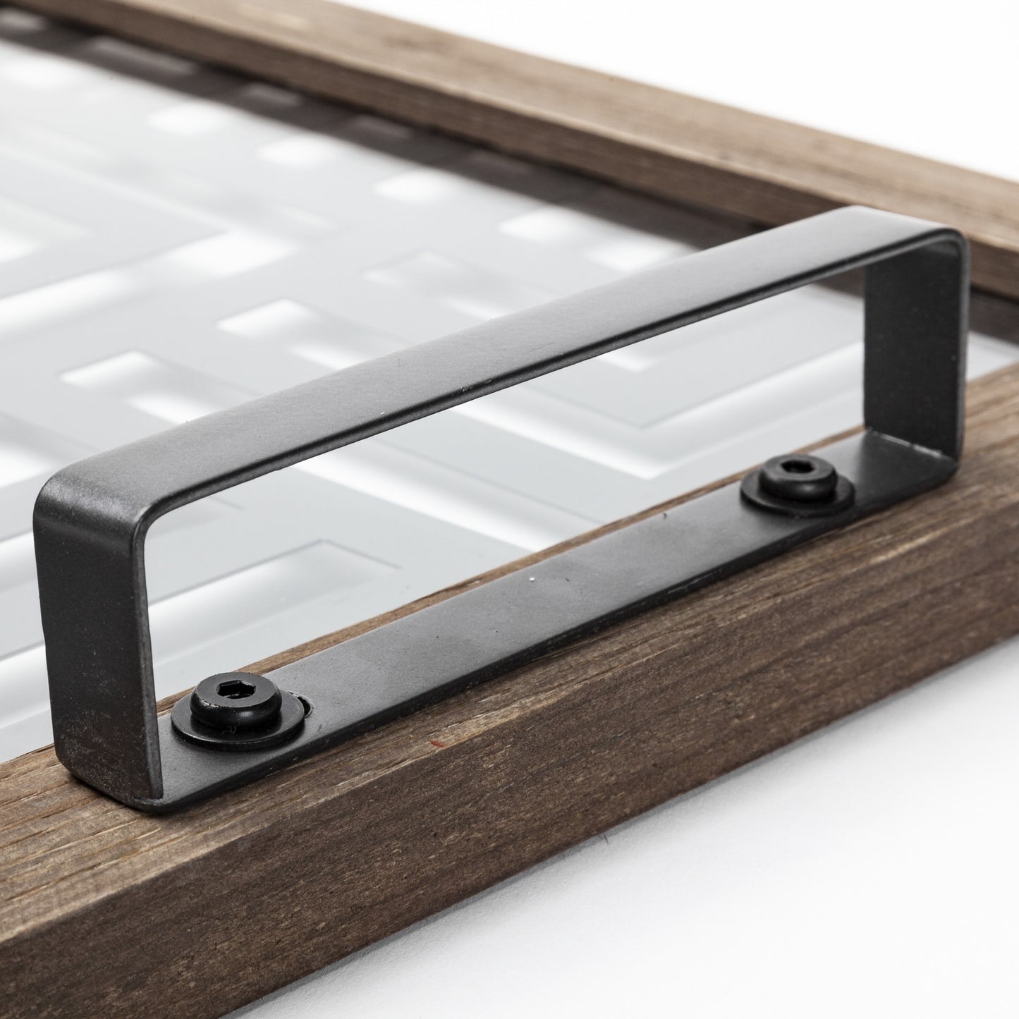 Grey Metal Glasss Top With Maze Like Pattern Tray By Homeroots | Trays | Modishstore - 5