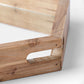 Natural Polished Wood Mirror Glass Lined Top Tray By Homeroots | Trays | Modishstore - 4