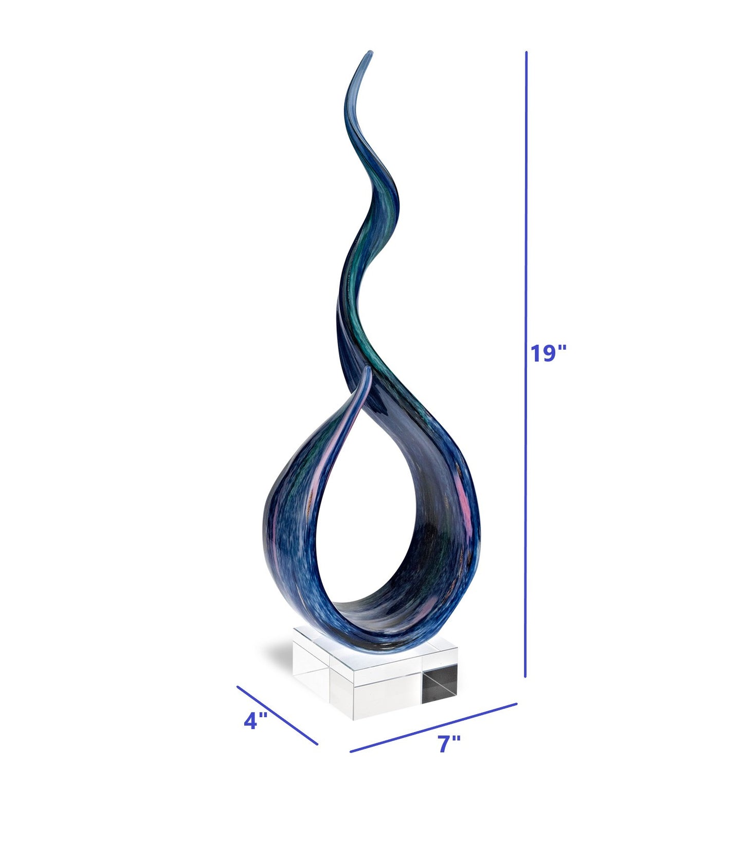 18 MultiColor Art Glass Centerpiece on Black Crystal Base By Homeroots | Sculptures | Modishstore - 4
