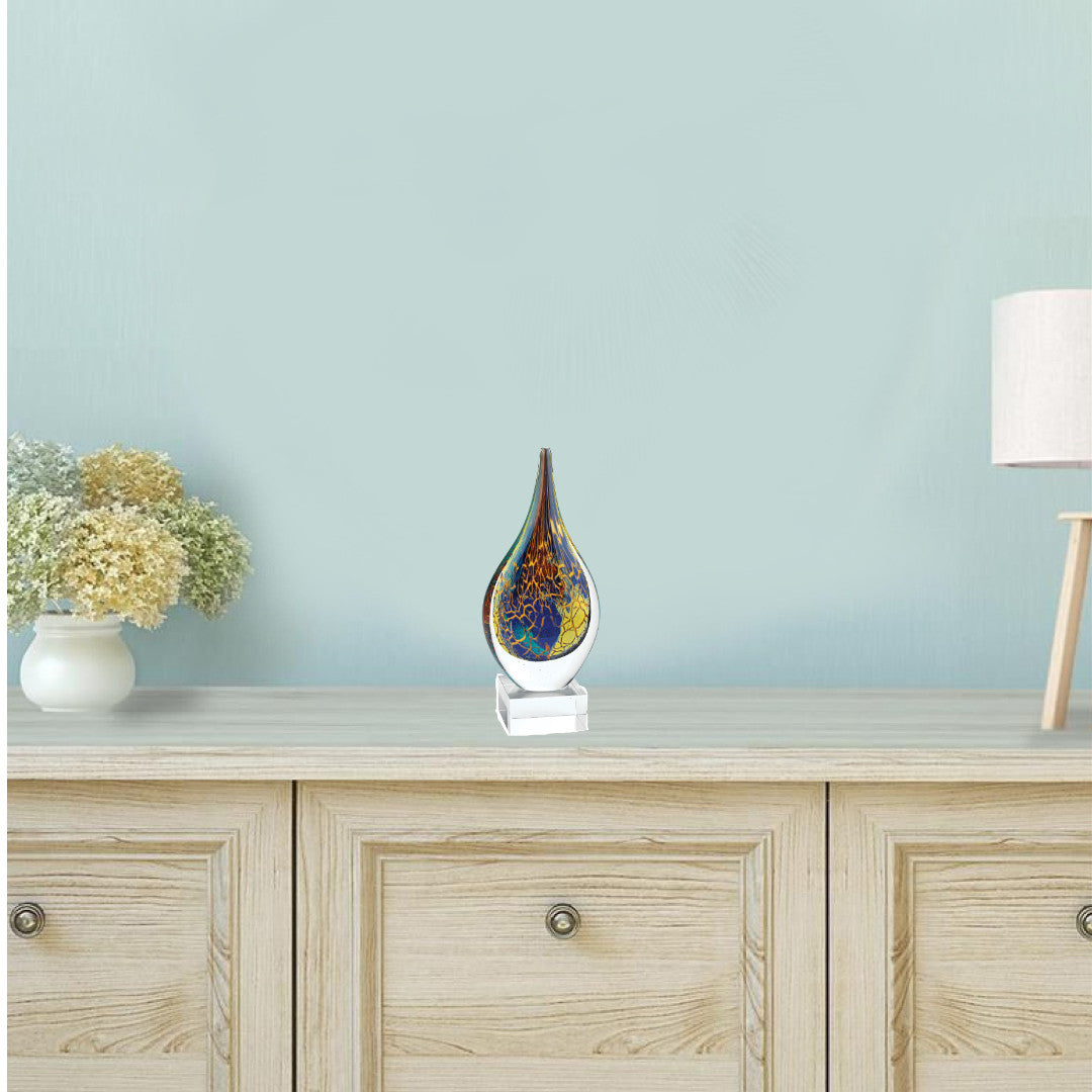 12 MultiColor Art Glass Teardrop on Crystal Base By Homeroots | Sculptures | Modishstore - 3