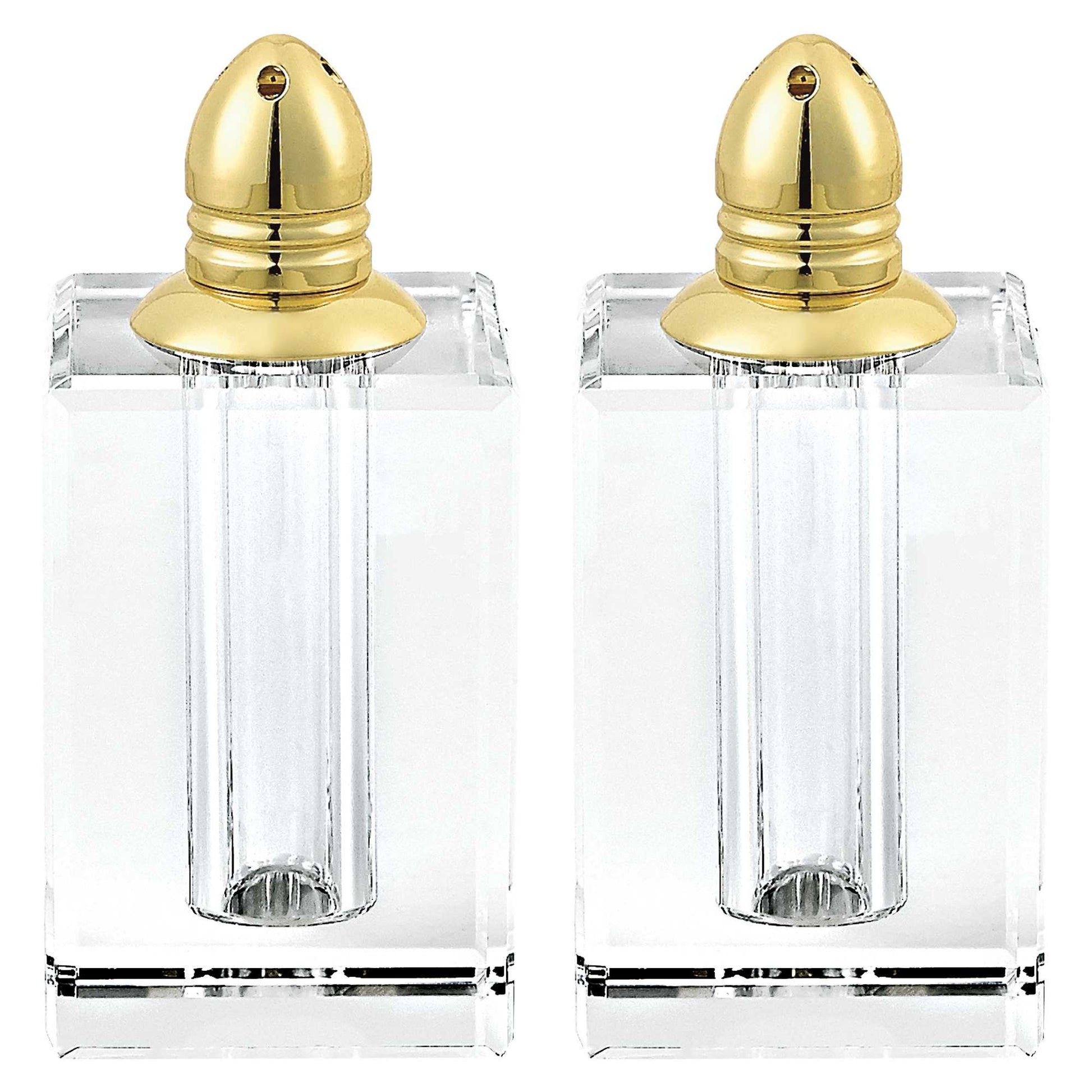 Handcrafted Optical Crystal And Gold Large Size Salt And Pepper Shakers By Homeroots | Trays | Modishstore