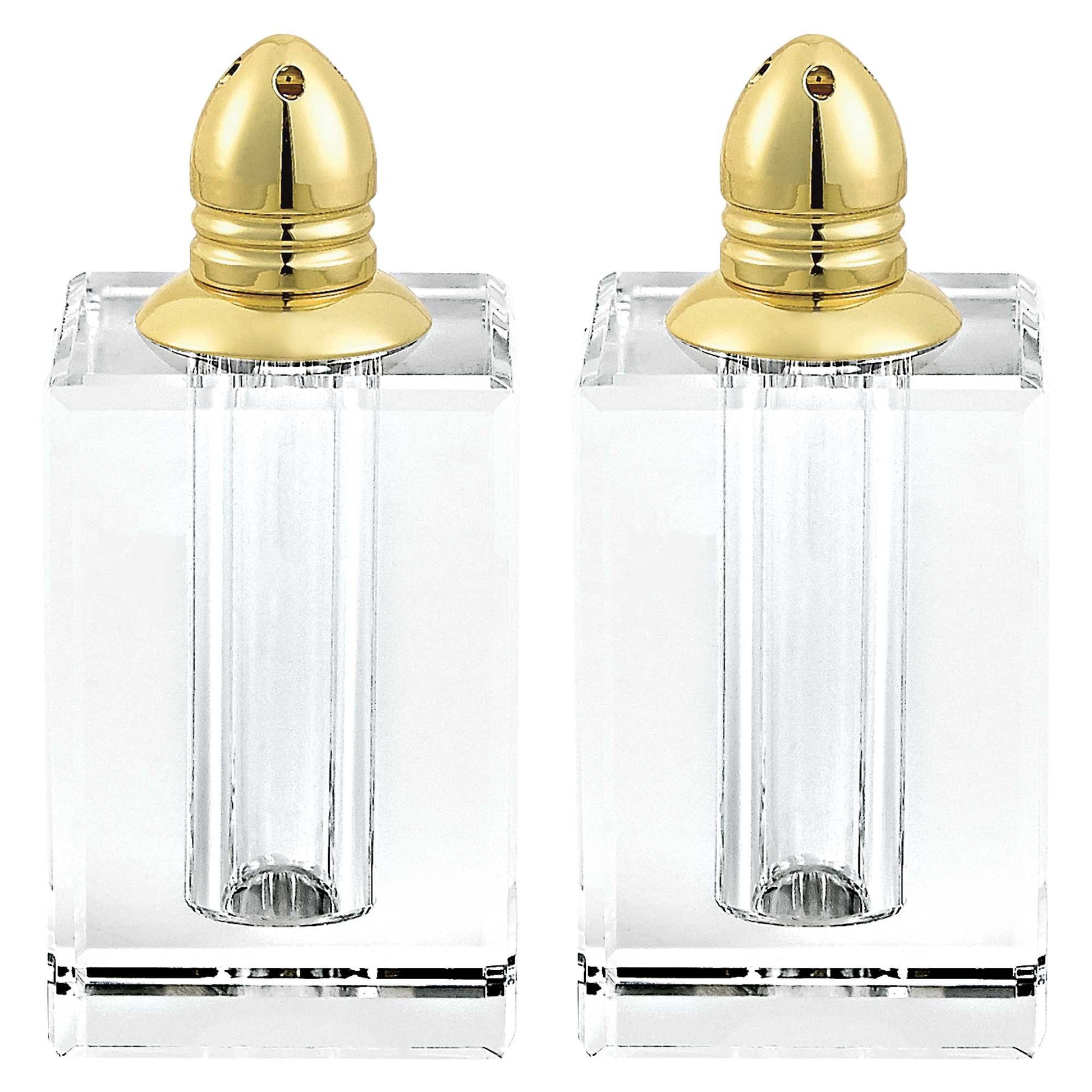 Handcrafted Optical Crystal And Gold Large Size Salt And Pepper Shakers By Homeroots | Trays | Modishstore - 3
