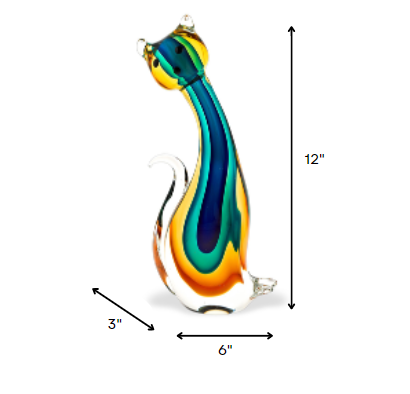 12 Mouth Blown MultiColor Feline Art Glass By Homeroots | Sculptures | Modishstore - 4