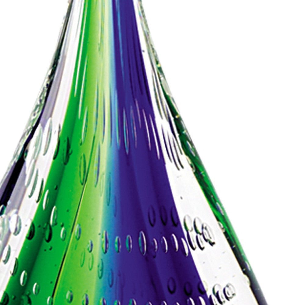 11 Mouth Blown Teardrop Centerpiece on Crystal Base By Homeroots - 376116 | Sculptures | Modishstore - 5