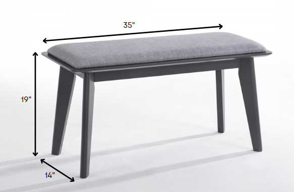 Modern Grey Fabric Upholstered Dining Bench with Charcoal Grey painted wood legs By Homeroots | Benches | Modishstore - 5