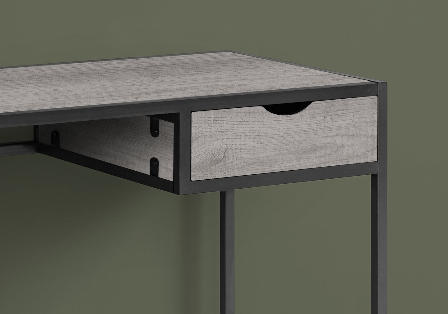 42" Grey and Dark Grey Metal Computer Desk By Homeroots | Desks | Modishstore - 2