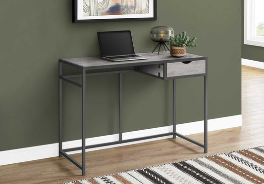 42" Grey and Dark Grey Metal Computer Desk By Homeroots | Desks | Modishstore - 3
