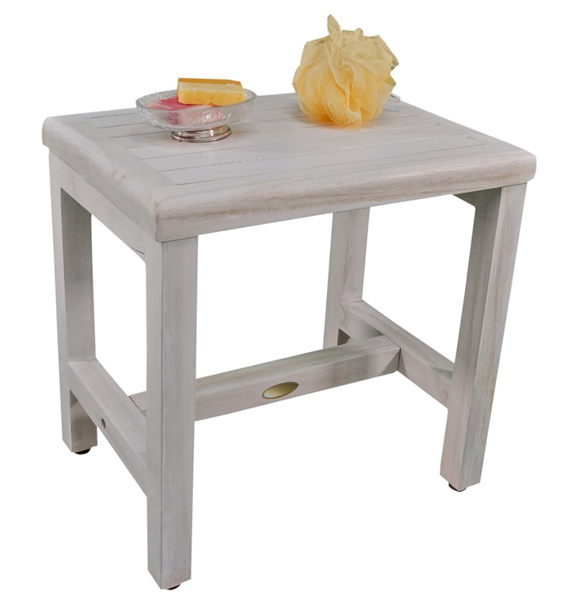 Compact Rectangular Teak Shower or Outdoor Bench in Driftwood Finish By Homeroots | Outdoor Stools & Benches | Modishstore - 5