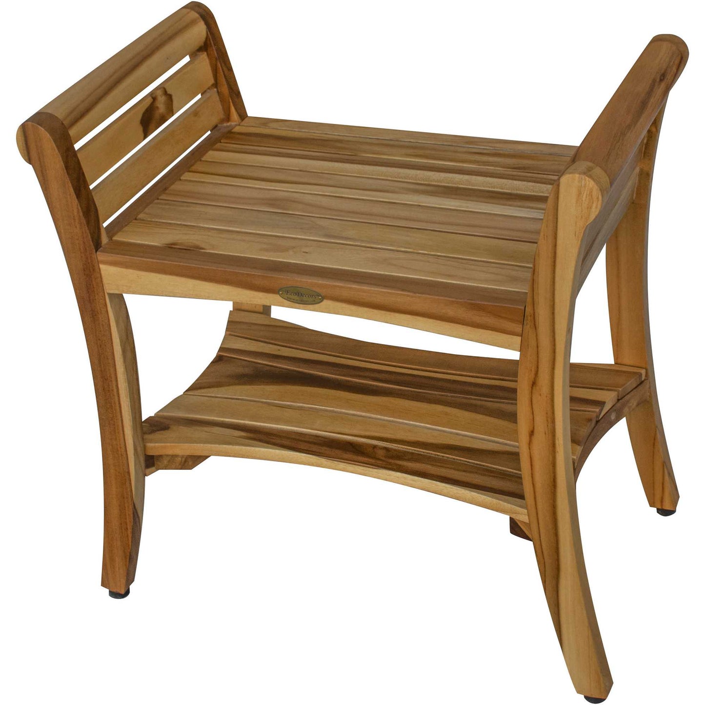 Contemporary Teak Shower bench with Handles in Natural Finish By Homeroots | Outdoor Stools & Benches | Modishstore - 6