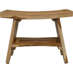 Contemporary Teak Shower Bench with Shelf in Natural Finish By Homeroots - 376728