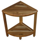 Compact Teak Corner Shower Stool with Shelf in Natural Finish By Homeroots | Outdoor Stools & Benches | Modishstore - 3