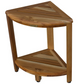 Compact Teak Corner Shower Stool with Shelf in Natural Finish By Homeroots | Outdoor Stools & Benches | Modishstore - 4