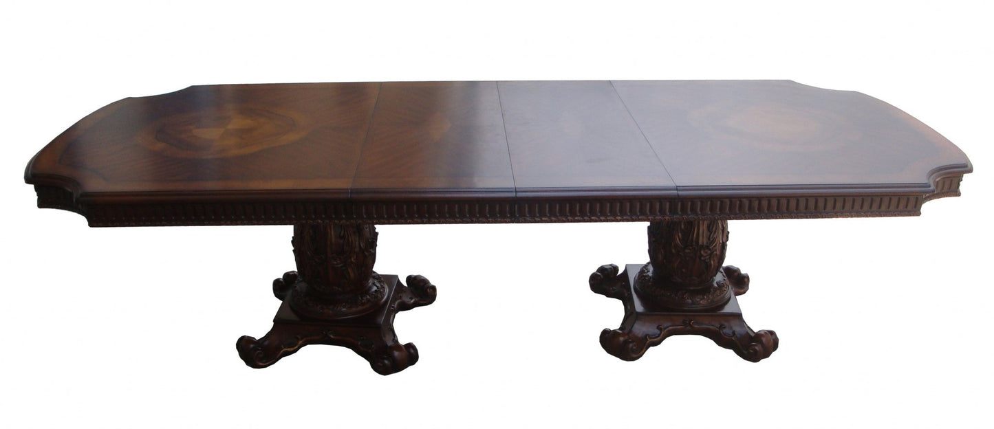 Wooden Top Cherry Dining Table With Wood Carving Details By Homeroots | Dining Tables | Modishstore - 4