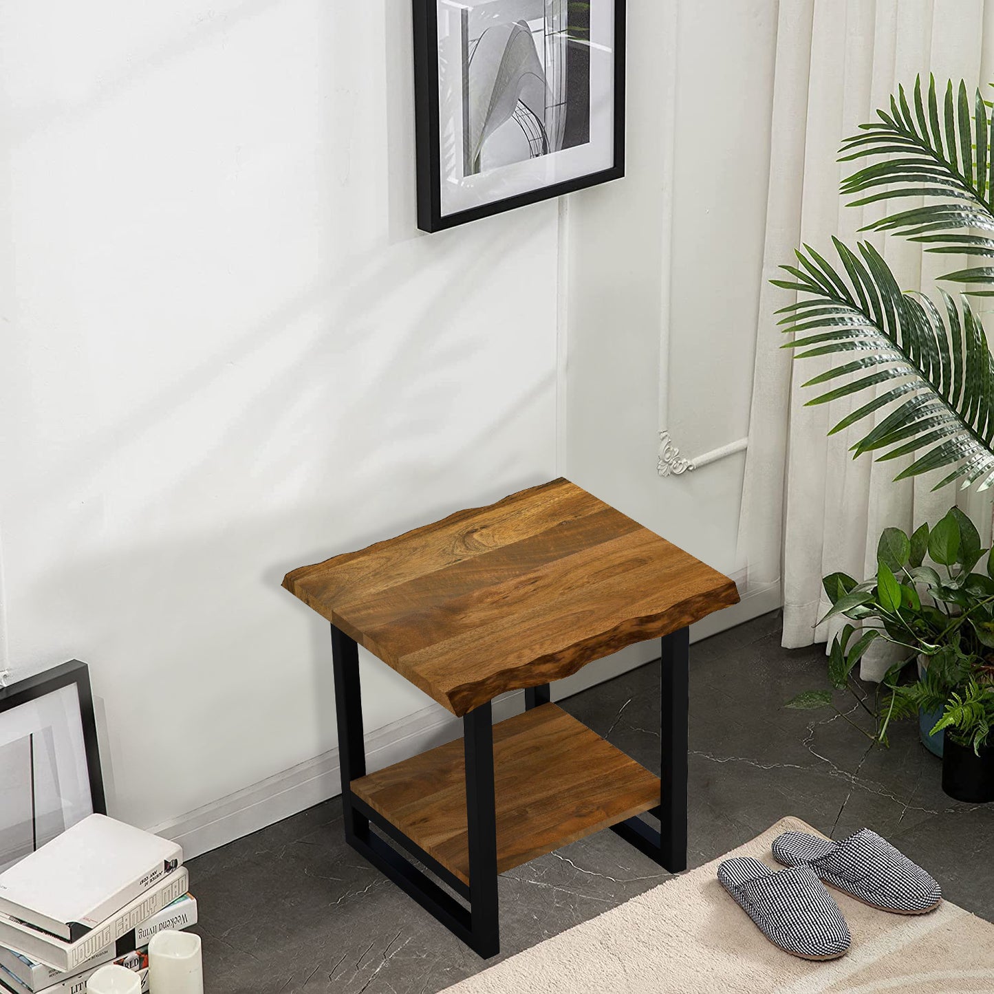 Modern Rustic Live Edge Acacia Wood End Table By Homeroots