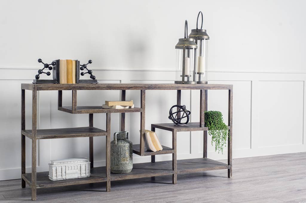Solid Mango Wood Finish Console Table With Multi Level Shelf By Homeroots | Console Tables | Modishstore - 6