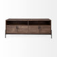 Medium Brown Mango Wood Finish TV Stand Media Console With 4 Doors And 2 Open Shelves By Homeroots