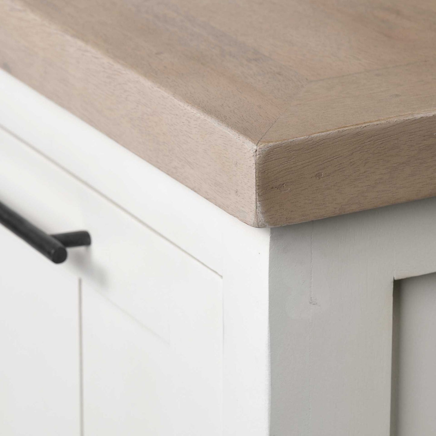 Brown Solid Mango Wood Top & White Frame Sideboard With 4 Cabinet Doors By Homeroots | Cabinets | Modishstore - 7