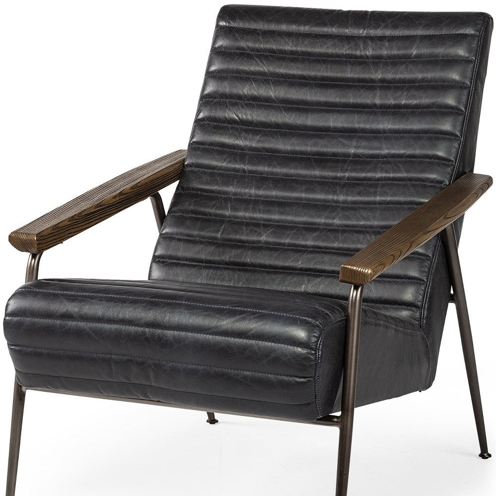 37" Black And Brown Faux Leather Lounge Chair By Homeroots | Armchairs | Modishstore - 9