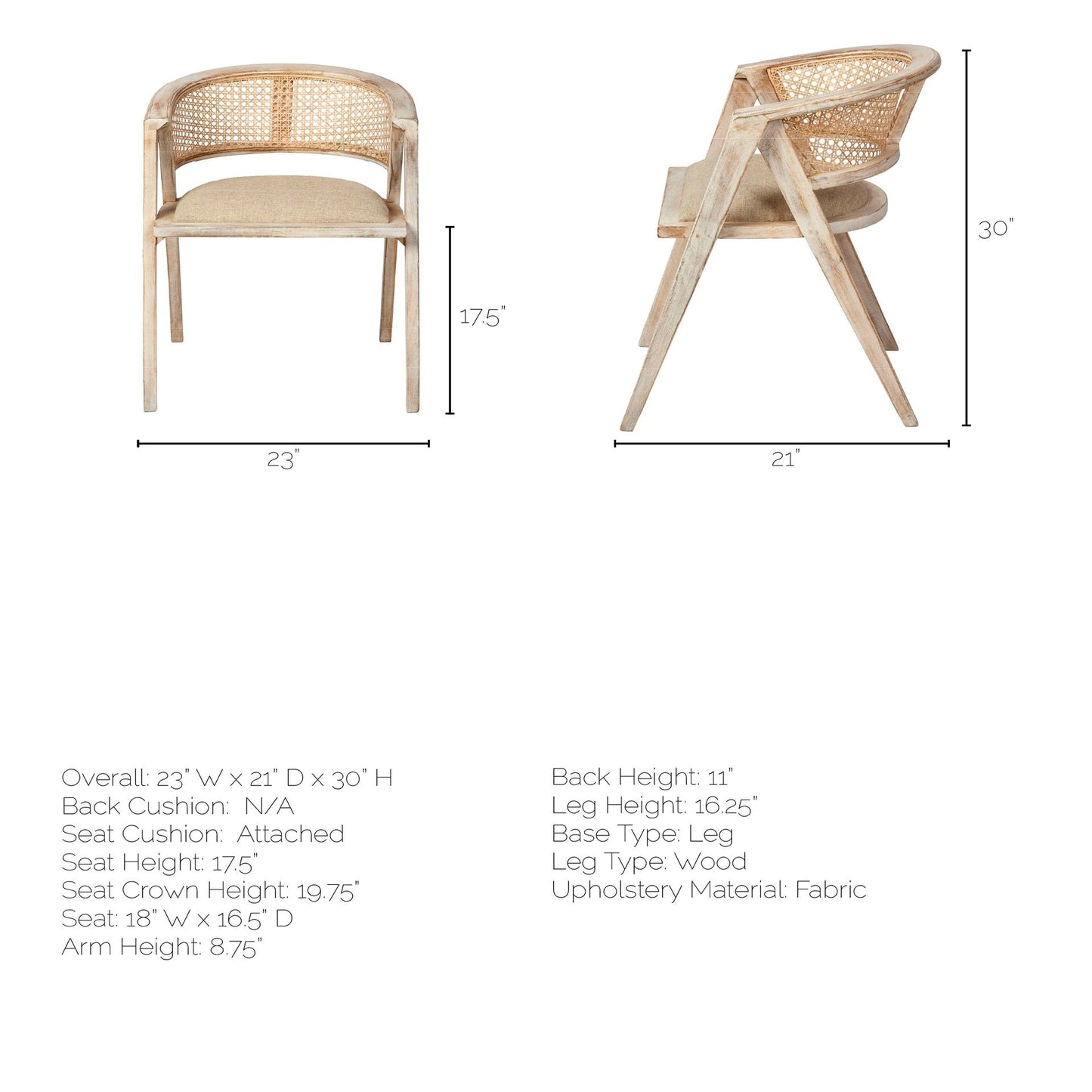 Natural Linen Seat With Blonde Wooden Frame Dining Chair By Homeroots | Dining Chairs | Modishstore - 7