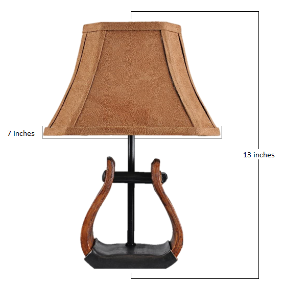 Horse Stirrup Accent Lamp with Faux Suede Brown Shade By Homeroots | Table Lamps | Modishstore - 4