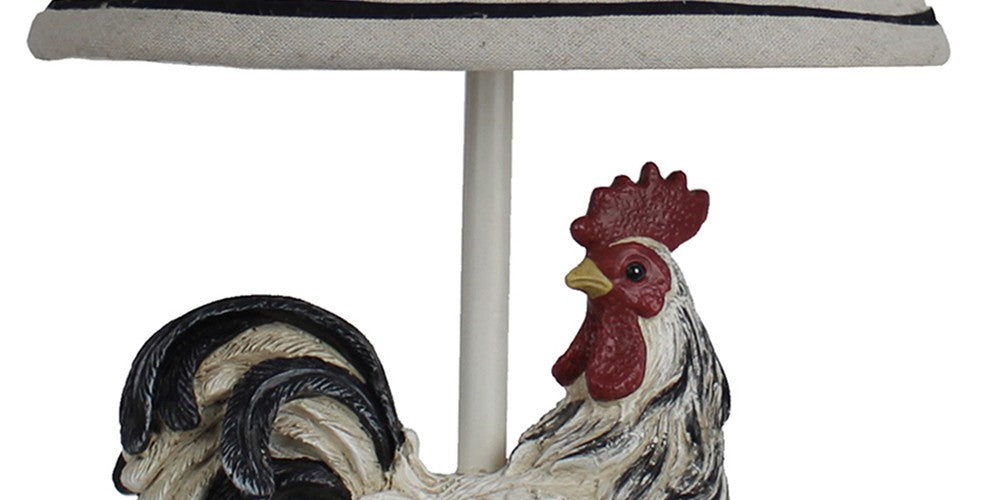 White and Black Rooster with Sunflower and Harlequin Patterned Accent Lamp By Homeroots | Table Lamps | Modishstore - 2