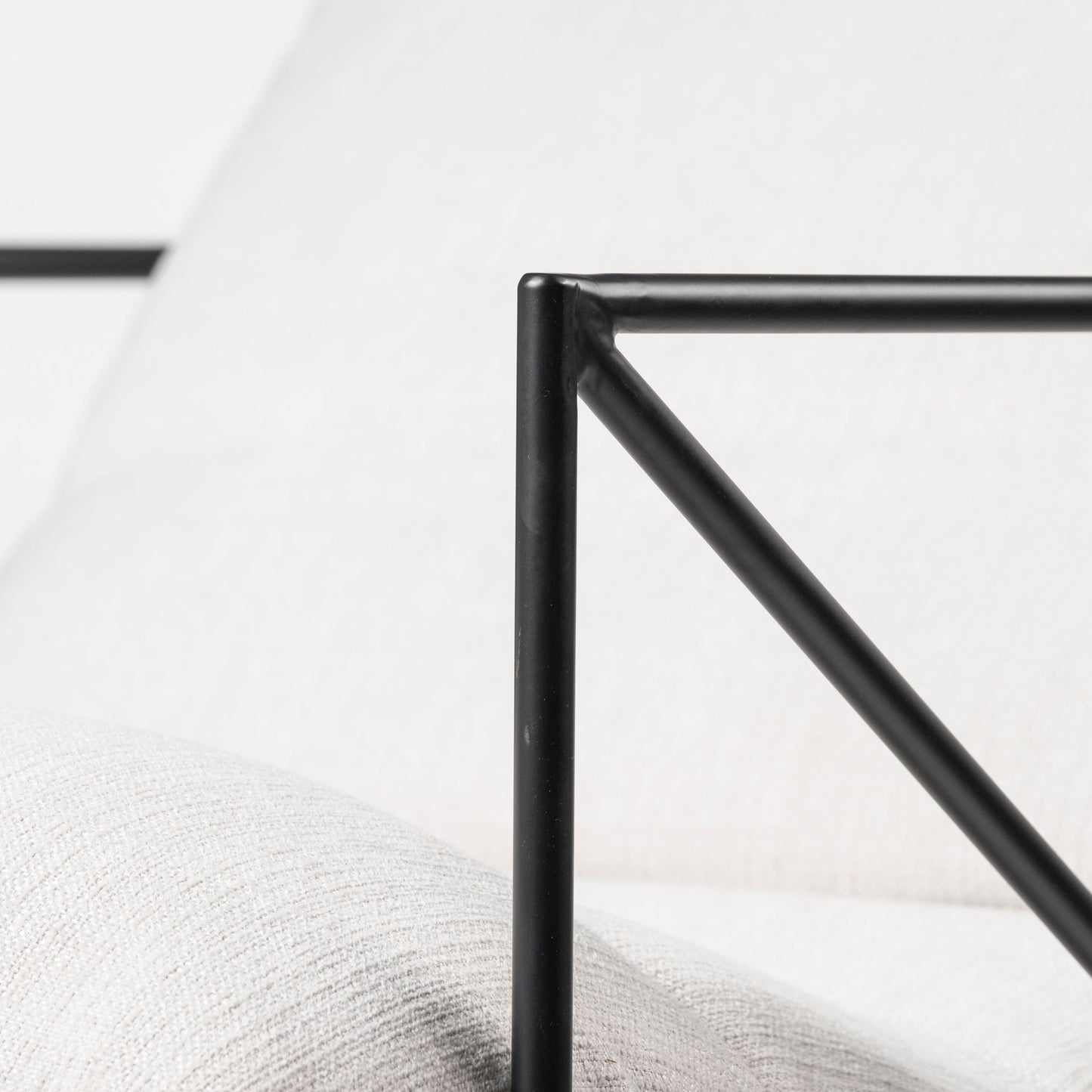 Cream Upholstered Padded Seat Accent Chair with Black Metal Frame By Homeroots | Accent Chairs | Modishstore - 7