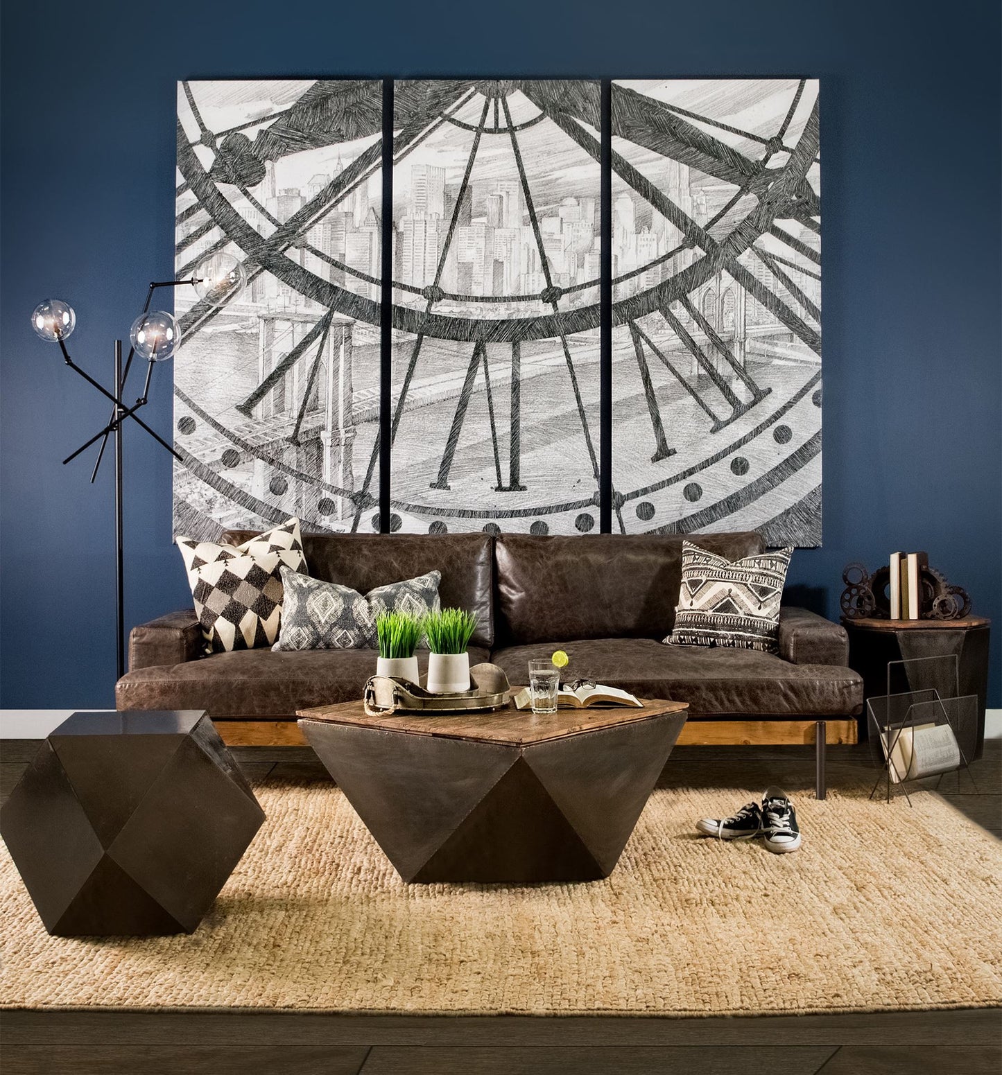 Black Iron Plated End Table with Nail Head Detail Hexagonal By Homeroots | End Tables | Modishstore - 4