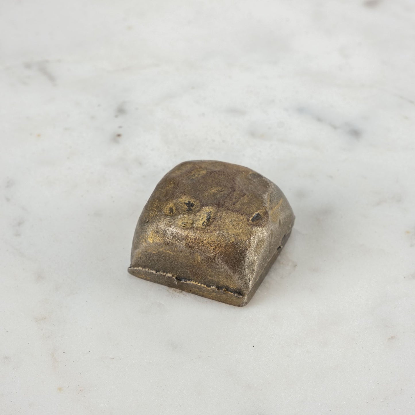 White Marble Top Accent Table with Triangluar Gold Iron Base By Homeroots | Accent Tables | Modishstore - 6