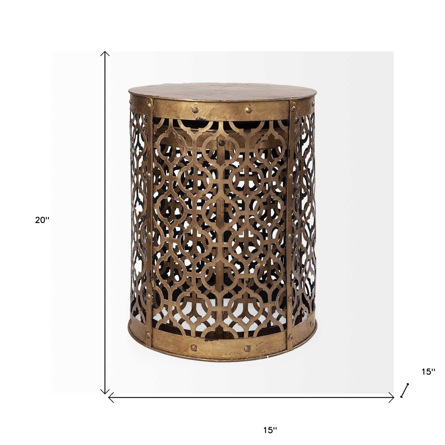 Set of 2 Cylindrical Gold Metal Accent Tables By Homeroots | Accent Tables | Modishstore - 8