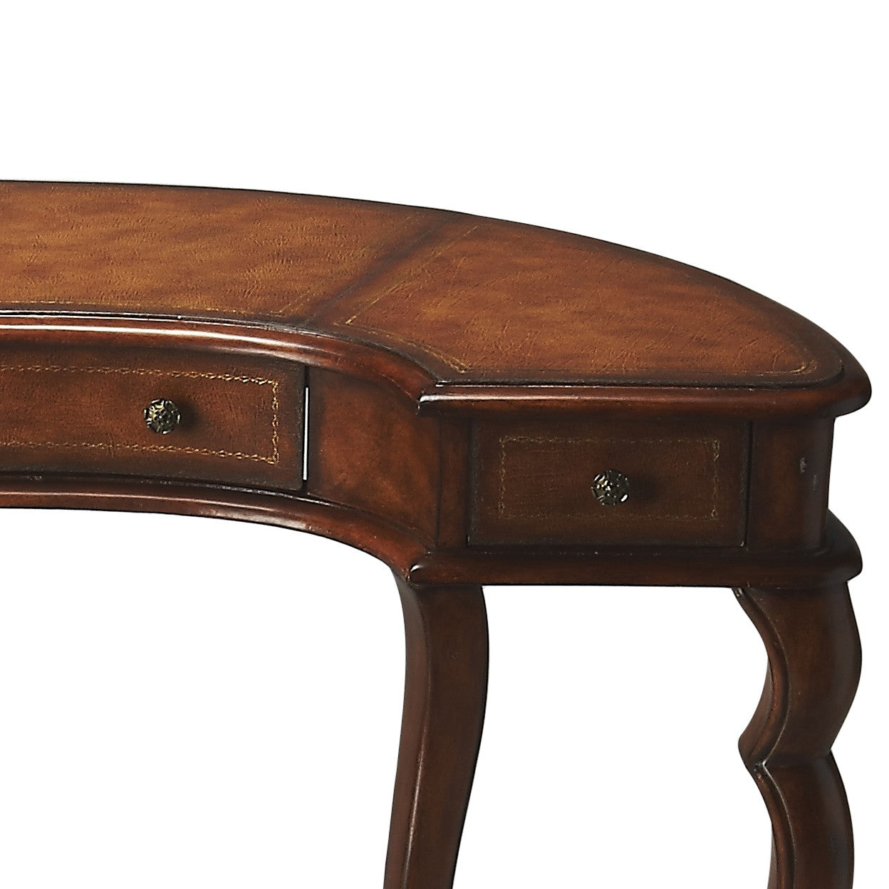 Classic Crescent Shape Leather Top Desk By Homeroots | Desks | Modishstore - 4