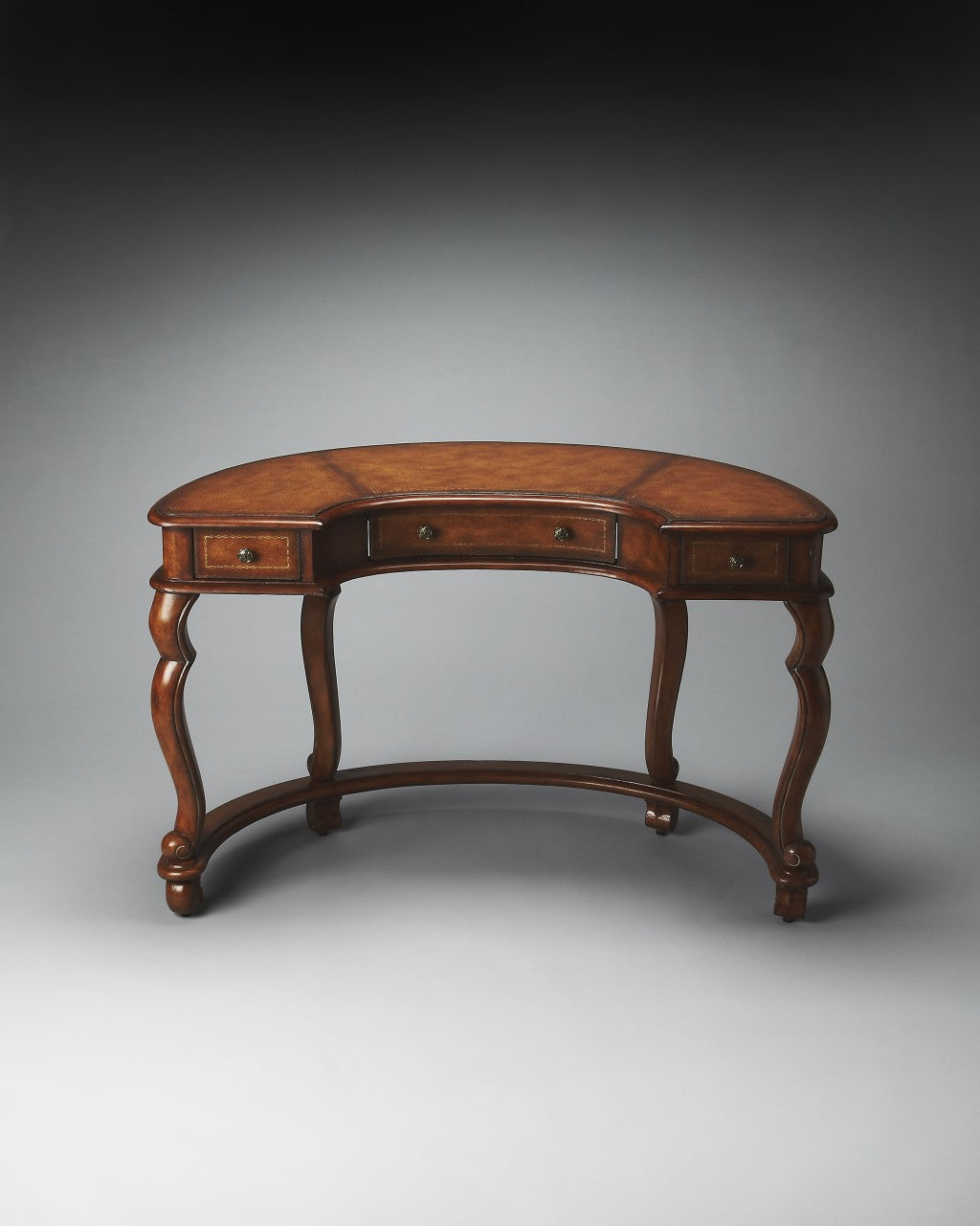 Classic Crescent Shape Leather Top Desk By Homeroots | Desks | Modishstore - 6