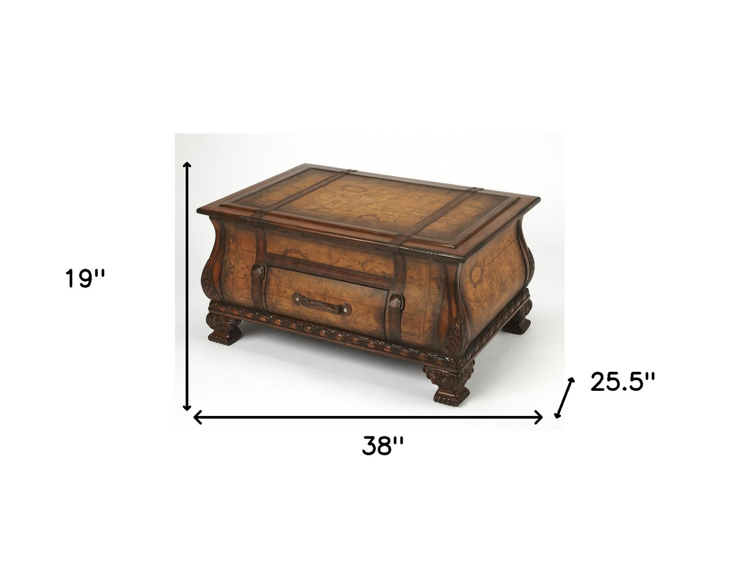 Old World Vintage Style Map Bombe Coffee Table By Homeroots | Coffee Tables | Modishstore - 6