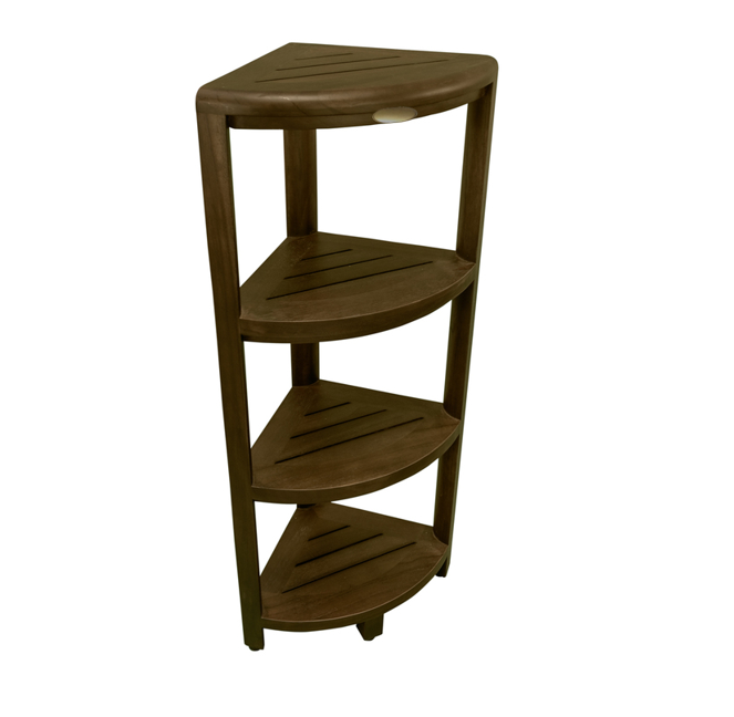 Dark Brown 38" Curvilinear Corner Four Tier Shower Shelf By Homeroots | Shelves & Shelving Units | Modishstore - 7