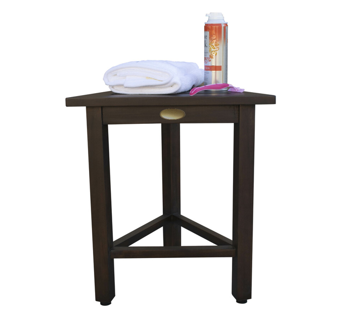 Hotel Dark Teak 18" Triangle Corner Shower Bench Or Shelf By Homeroots | Benches | Modishstore - 5