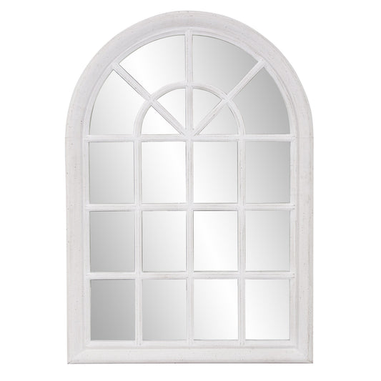 White Washed Mirror with Arched Panel Window Design By Homeroots | Mirrors | Modishstore