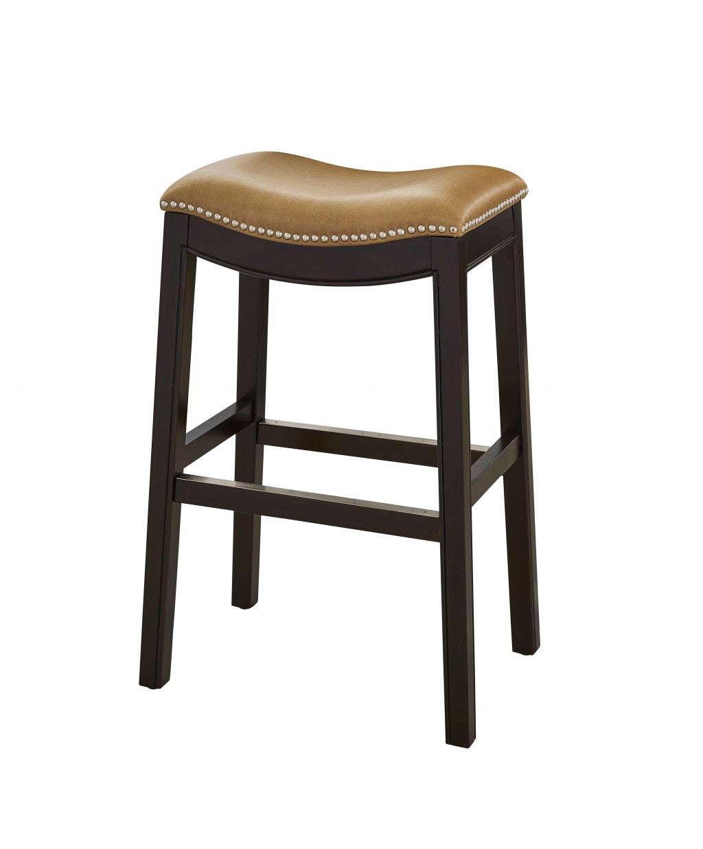 30" Espresso and Carmel Saddle Style Counter Height Bar Stool By Homeroots | Bar Stools | Modishstore - 6