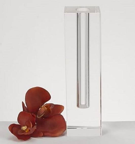 Modern Clear Tall Block Optical Crystal Vase By Homeroots | Vases | Modishstore - 2