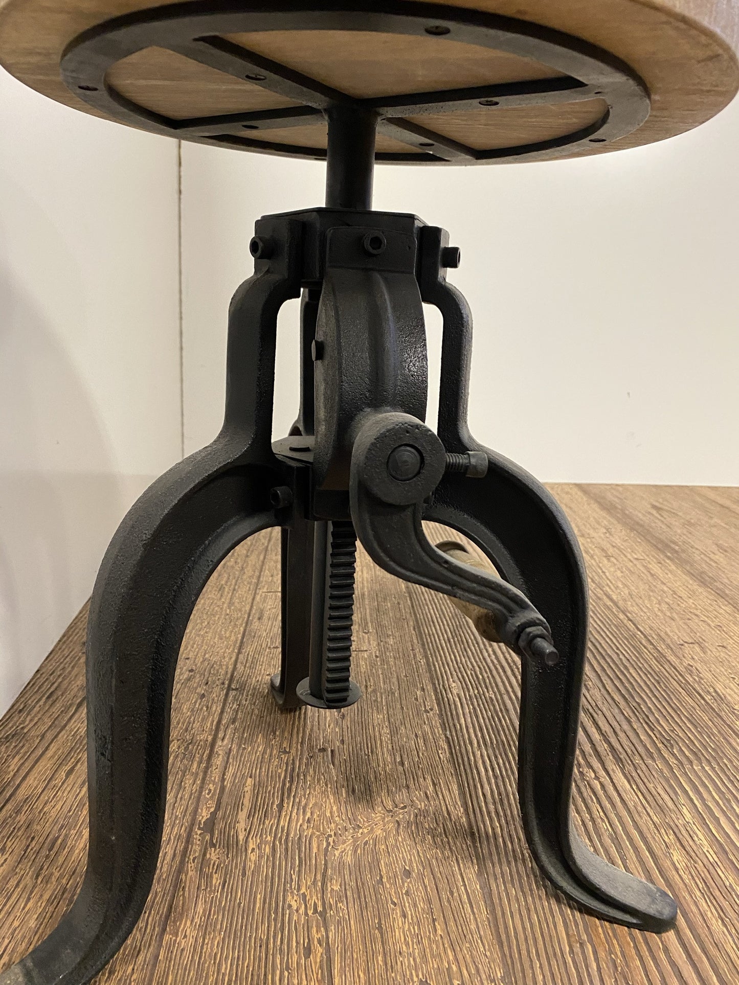 Industrial Adjustable Rustic Crank Stool By Homeroots | Stools | Modishstore - 3