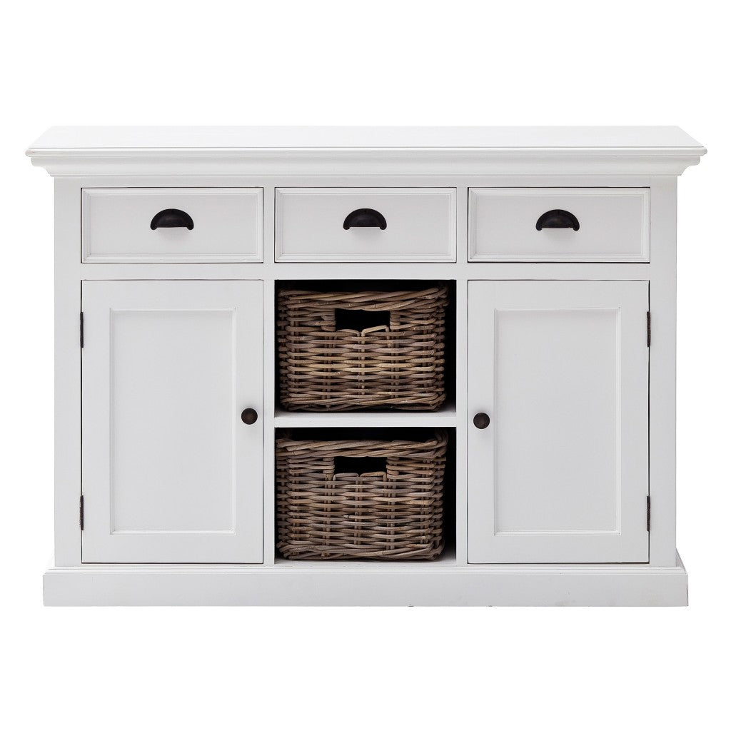 White Modern Farmhouse Large Accent Cabinet With Baskets By Homeroots | Cabinets | Modishstore - 6