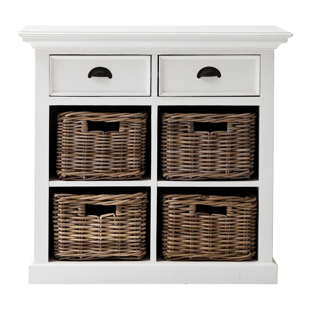 Modern Farmhouse White Medium Accent Cabinet With Baskets By Homeroots | Cabinets | Modishstore - 6