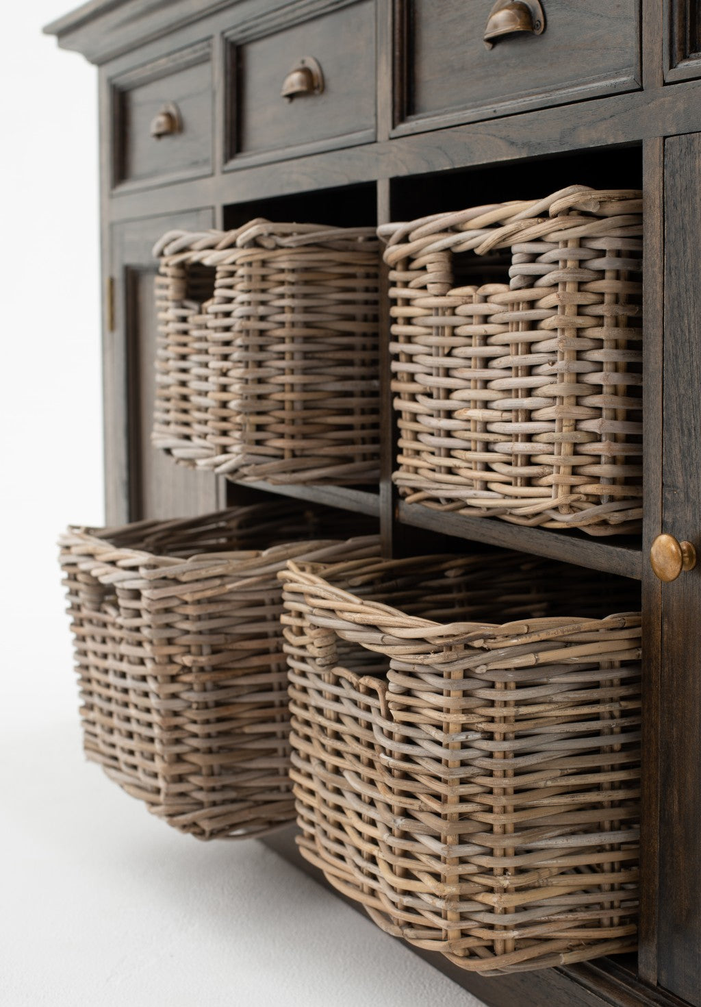 Modern Farmhouse Rustic Espresso Buffet With Baskets By Homeroots | Sideboards | Modishstore - 4