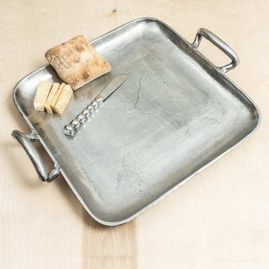 Silver Square Shaped Metal Tray By Homeroots | Trays | Modishstore