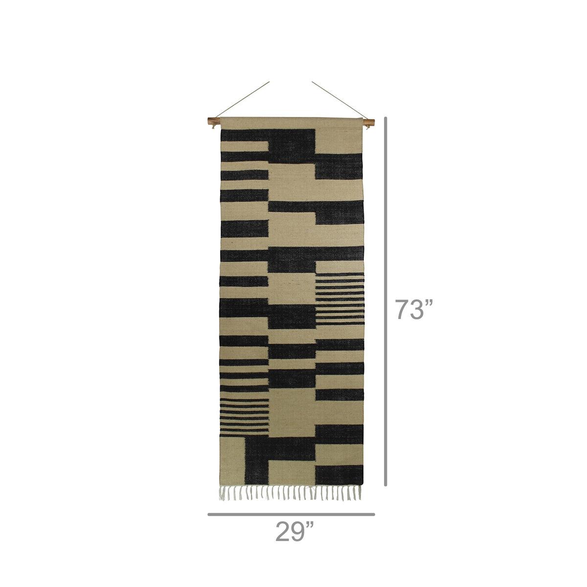 Black and Beige Jute Wall Hanging By Homeroots | Wall Decor | Modishstore - 3