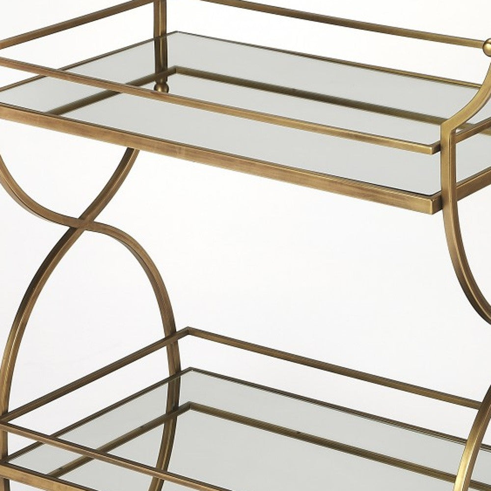 Antique Gold Bar Cart By Homeroots | Bar Carts | Modishstore - 5