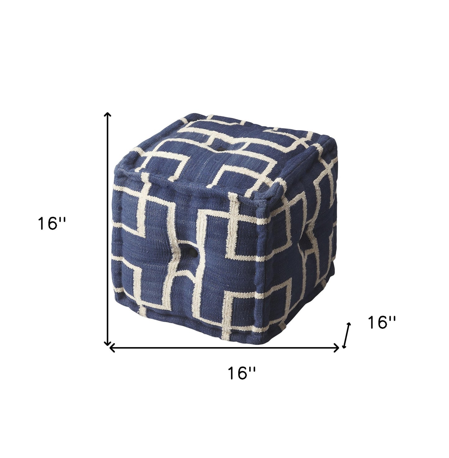Blue Square Cotton Pouf Ottoman By Homeroots | Ottomans | Modishstore - 7